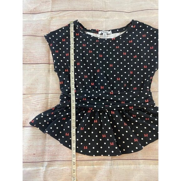 Disney Parks Women's Black Minnie Mouse Cap Sleeve Peplum Blouse - Medium - Picture 4 of 11